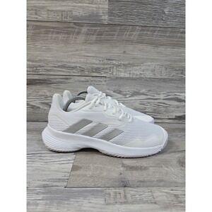 Adidas CourtJam Control Womens Size 8.5 White Silver Running Shoes Sneakers
